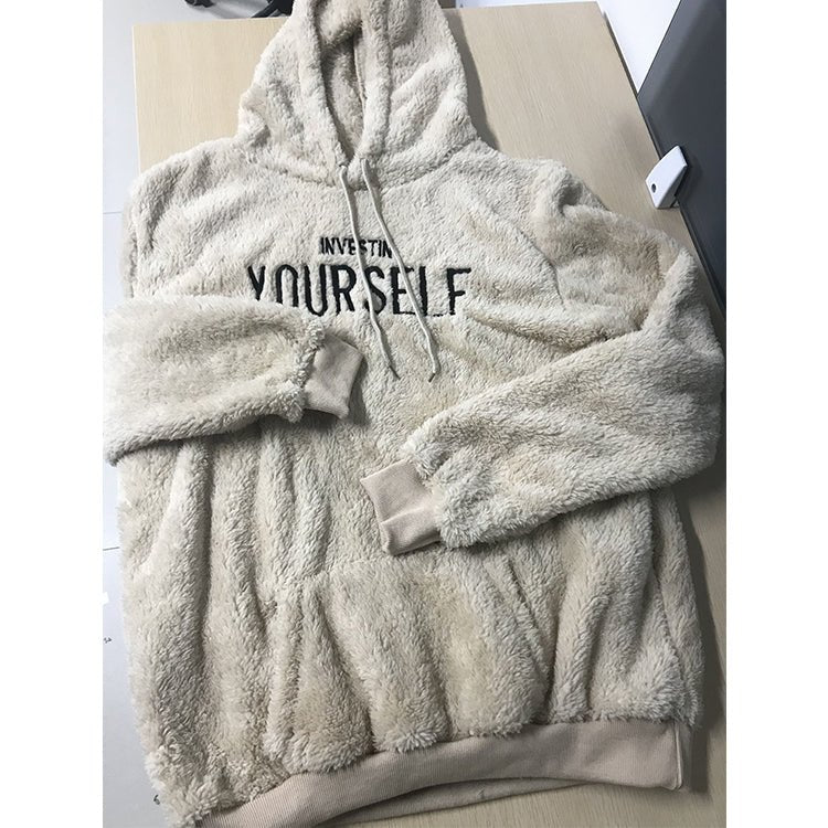 Custom logo men embroidery hoodies fleece training slim fit kangaroo pocket pullover plus size casual sherpa 5xl hoodie - Crew Original