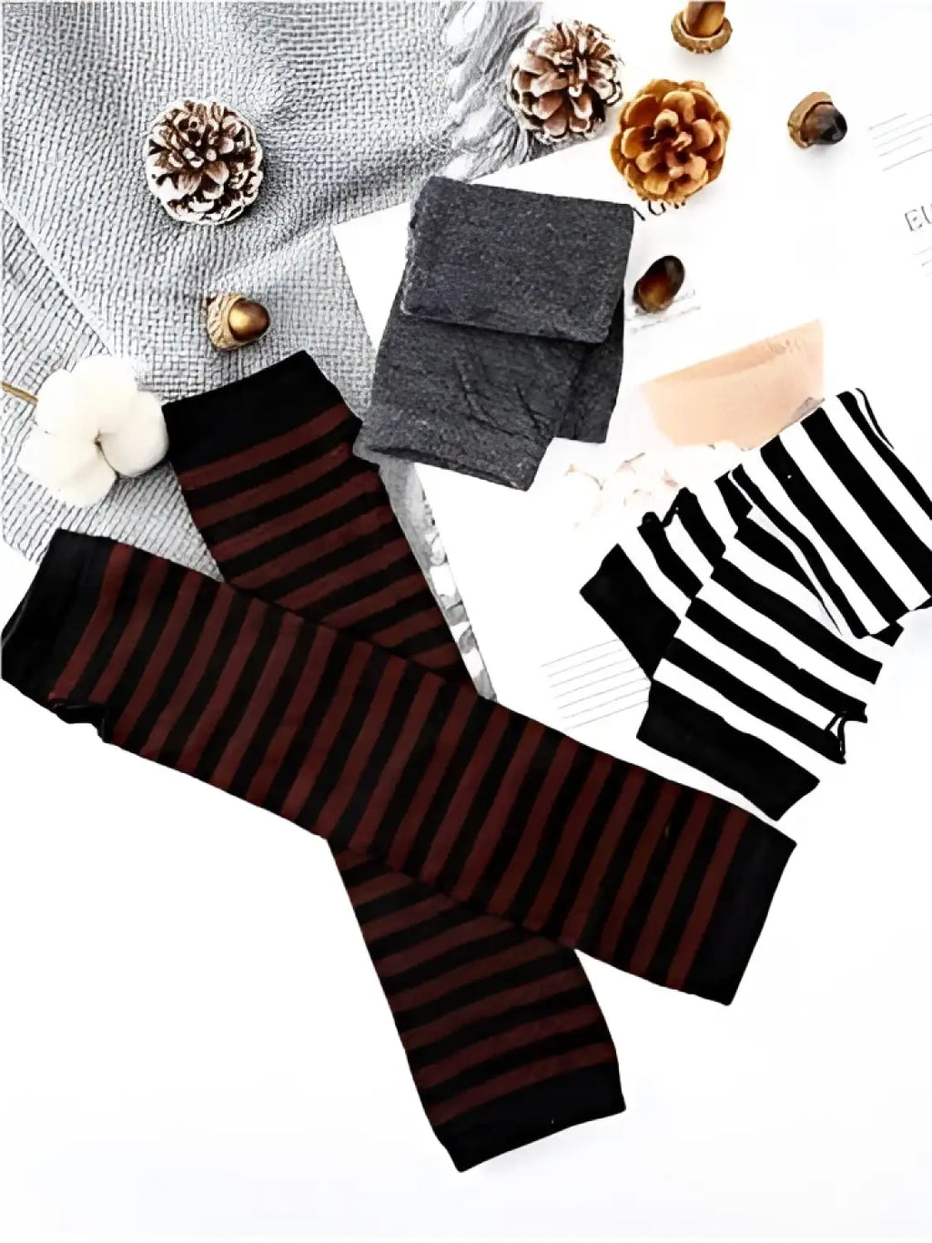 6 Pairs Women Long Fingerless Gloves Arm Warmers Knit Thumbhole Stretchy Gloves - Crew Original