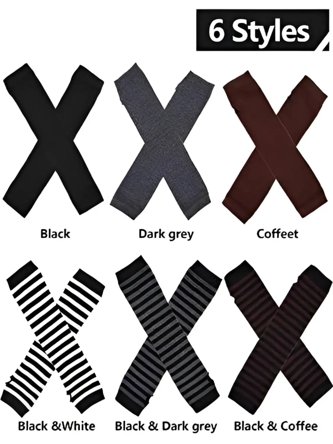 6 Pairs Women Long Fingerless Gloves Arm Warmers Knit Thumbhole Stretchy Gloves - Crew Original