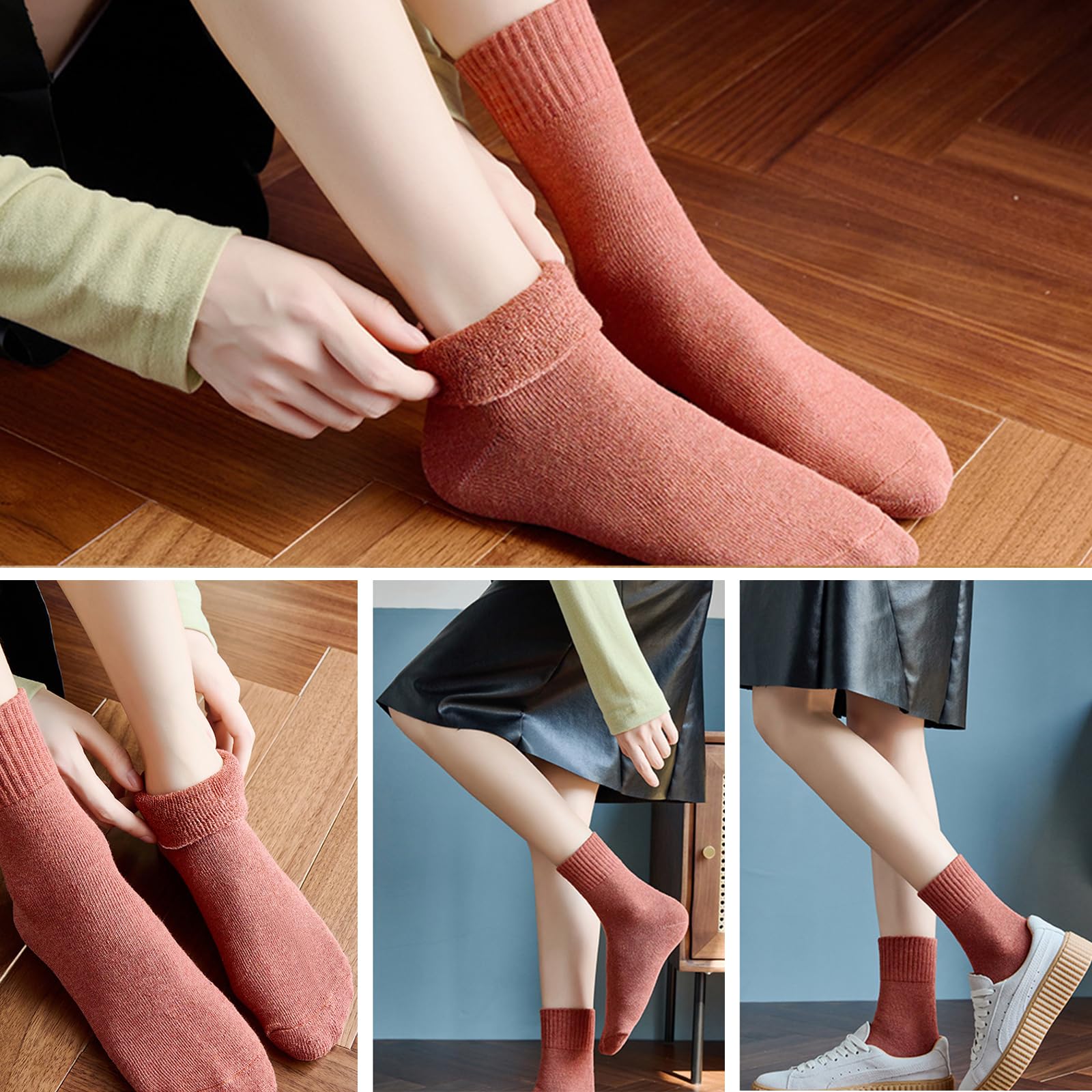 VoJoPi Wool Socks for Women, 5 Pairs Warm Winter Thermal Cozy Crew Boot Ladies Gifts Socks for Hiking Walking