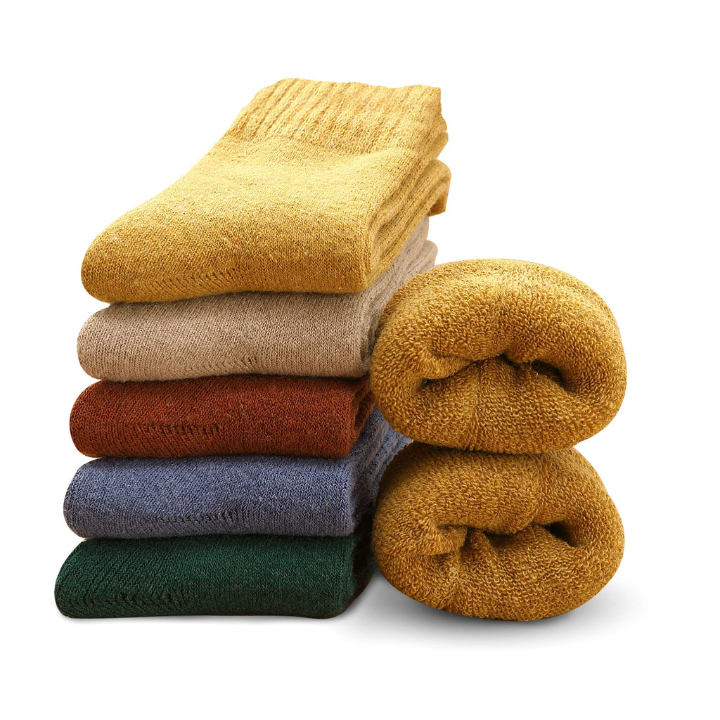 VoJoPi Wool Socks for Women, 5 Pairs Warm Winter Thermal Cozy Crew Boot Ladies Gifts Socks for Hiking Walking