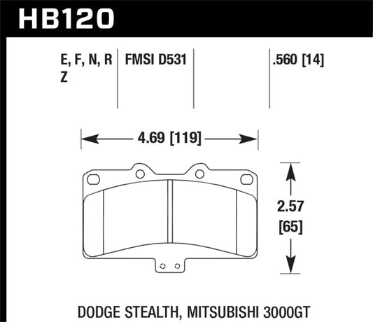 Hawk Mitsubishi 3000 GT VR4/ Dodge Stealth R/T 4WD HP+ Street Front Brake Pads