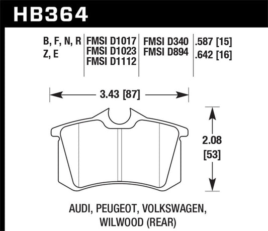 Hawk 2010-2013 Audi A3 TDI HPS 5.0 Rear Brake Pads