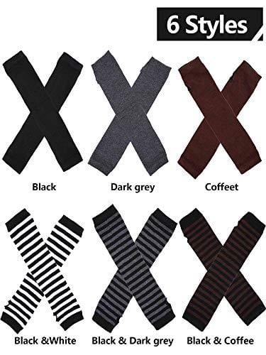 6 Pairs Women Long Fingerless Gloves Arm Warmers Knit Thumbhole Stretchy Gloves - Crew Original