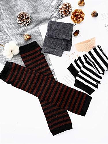 6 Pairs Women Long Fingerless Gloves Arm Warmers Knit Thumbhole Stretchy Gloves - Crew Original