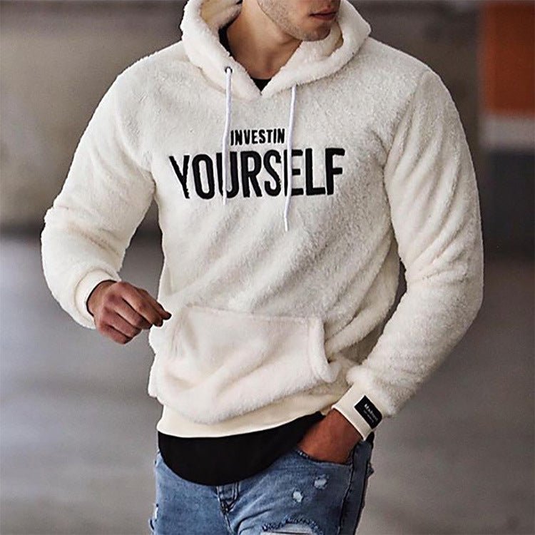 Custom logo men embroidery hoodies fleece training slim fit kangaroo pocket pullover plus size casual sherpa 5xl hoodie - Crew Original