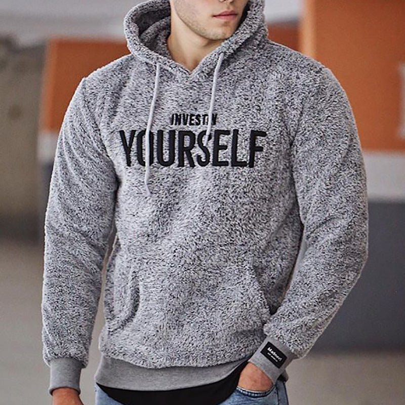 Custom logo men embroidery hoodies fleece training slim fit kangaroo pocket pullover plus size casual sherpa 5xl hoodie - Crew Original