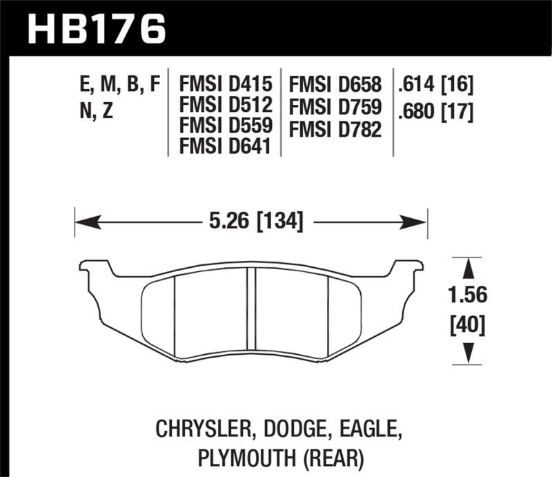 Hawk SRT4 HP+ Street Rear Brake Pads