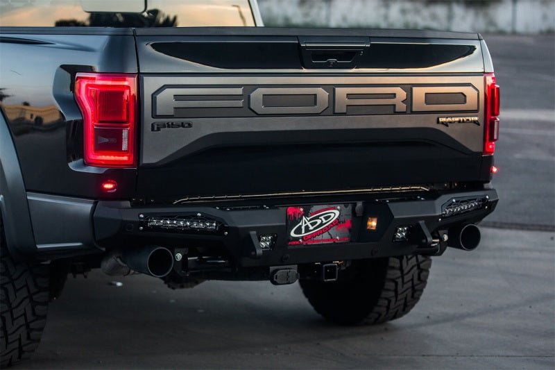 Addictive Desert Designs 17-18 Ford F-150 Raptor HoneyBadger Rear Bumper w/ 10in SR LED Mounts - Crew Original