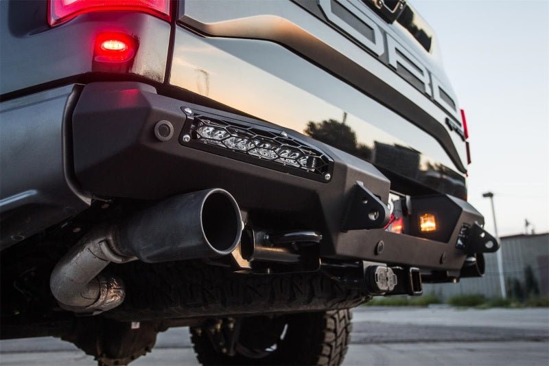 Addictive Desert Designs 17-18 Ford F-150 Raptor HoneyBadger Rear Bumper w/ 10in SR LED Mounts - Crew Original