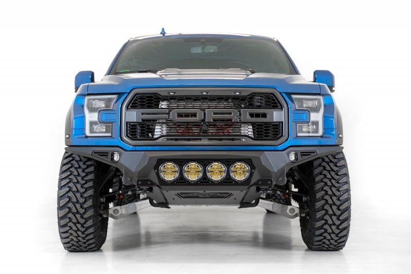 Addictive Desert Designs 17-20 Ford F-150 Raptor Bomber Front Bumper w/ 4 Rigid 360 6in Round Mounts - Crew Original