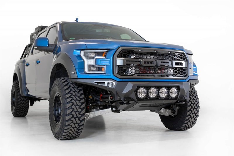 Addictive Desert Designs 17-20 Ford F-150 Raptor Bomber Front Bumper w/ 4 Rigid 360 6in Round Mounts - Crew Original