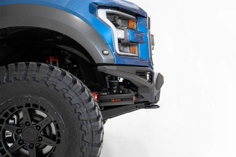 Addictive Desert Designs 17-20 Ford F-150 Raptor Bomber Front Bumper w/ 4 Rigid 360 6in Round Mounts - Crew Original