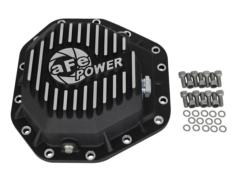 aFe Power Pro Ser Rear Diff Cover Black w/Mach Fins 2017 Ford Diesel Trucks V8-6.7L(td) Dana M275-14 - Crew Original