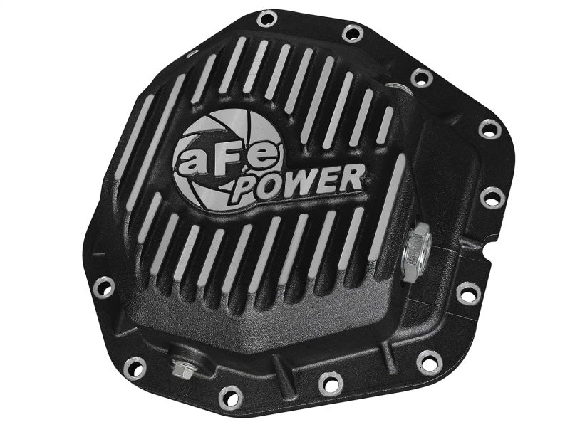 aFe Power Rear Diff Cover Black w/Machined Fins 17 Ford F-350/F-450 6.7L (td) Dana M300-14 (Dually) - Crew Original