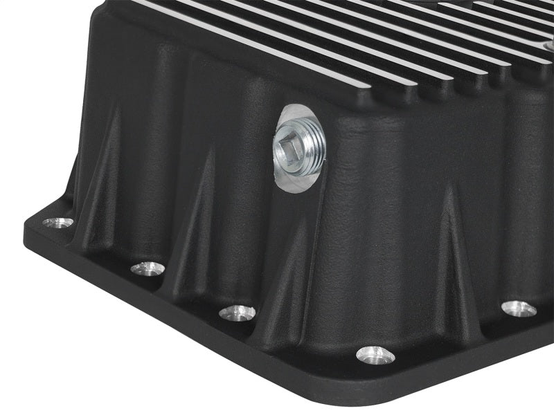 AFE Pro Series Engine Oil Pan Black w/Machined Fins; 11-16 Ford Powerstroke V8-6.7L (td) - Crew Original