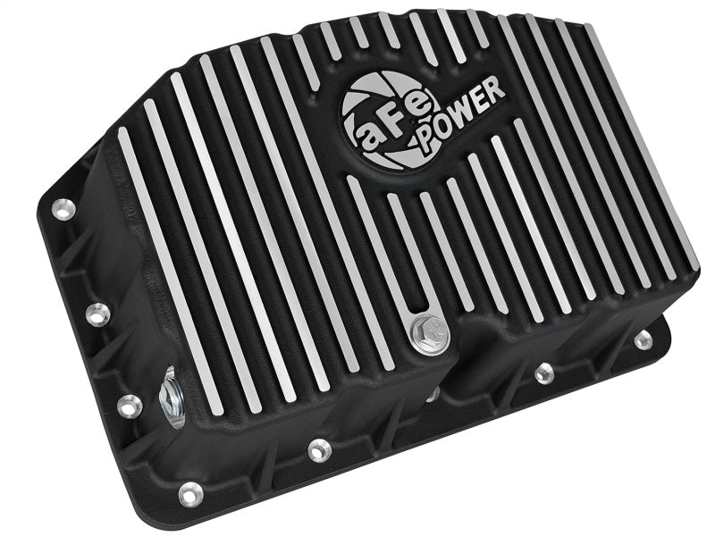 AFE Pro Series Engine Oil Pan Black w/Machined Fins; 11-16 Ford Powerstroke V8-6.7L (td) - Crew Original