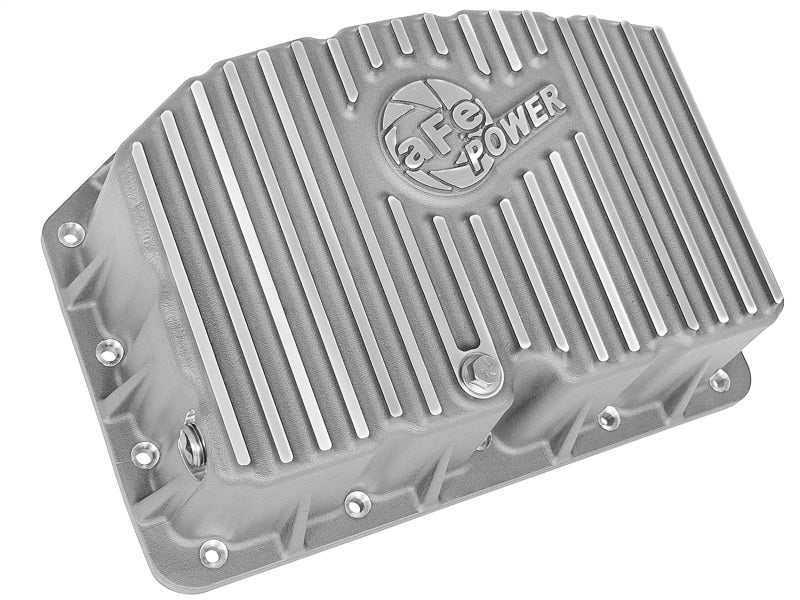 aFe Street Series Engine Oil Pan Raw w/ Machined Fins; 11-17 Ford Powerstroke V8-6.7L (td) - Crew Original