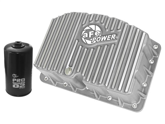 aFe Street Series Engine Oil Pan Raw w/ Machined Fins; 11-17 Ford Powerstroke V8-6.7L (td) - Crew Original