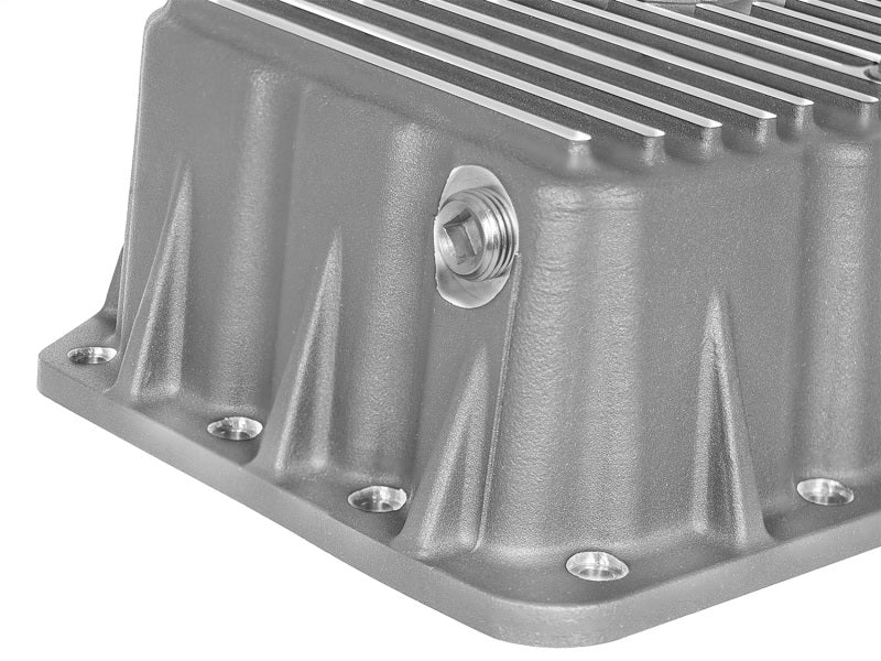 aFe Street Series Engine Oil Pan Raw w/ Machined Fins; 11-17 Ford Powerstroke V8-6.7L (td) - Crew Original