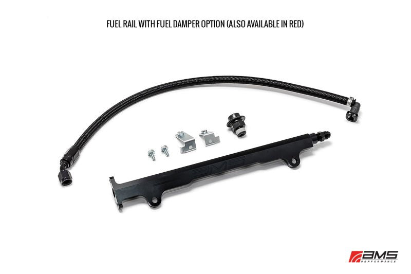 AMS Performance 08-15 Mitsubishi EVO X CNC Machined Aluminum Fuel Rail w/Pulsation Dampener - Black - Crew Original