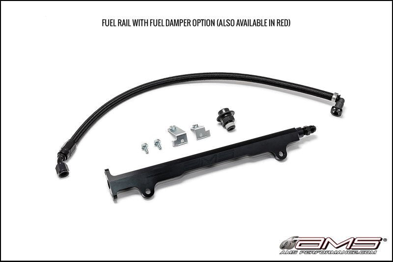 AMS Performance 08-15 Mitsubishi EVO X CNC Machined Aluminum Fuel Rail w/Pulsation Dampener - Black - Crew Original