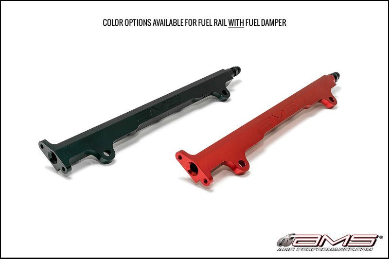 AMS Performance 08-15 Mitsubishi EVO X CNC Machined Aluminum Fuel Rail w/Pulsation Dampener - Red - Crew Original