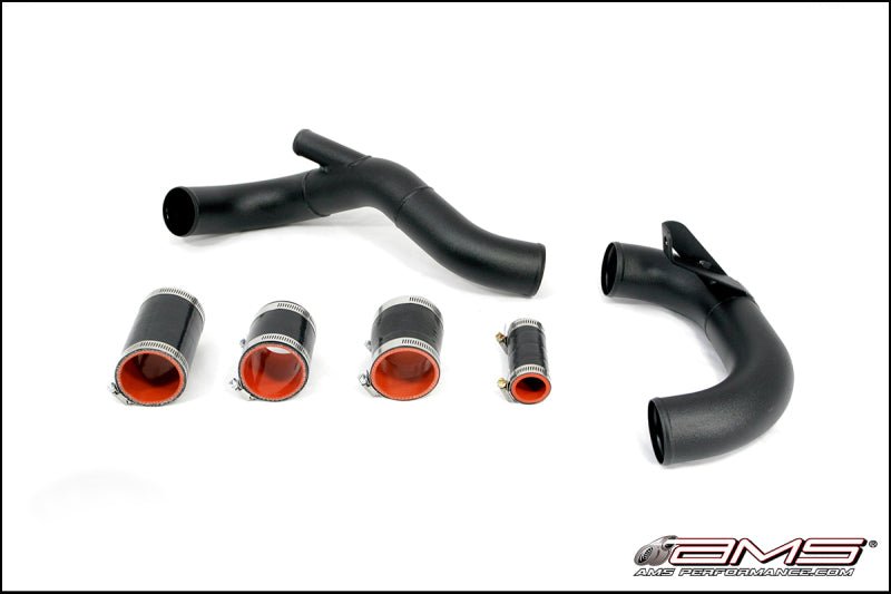 AMS Performance 08-15 Mitsubishi EVO X Lower I/C Pipe Kit for Stock Flange - Black Powder Coat - Crew Original