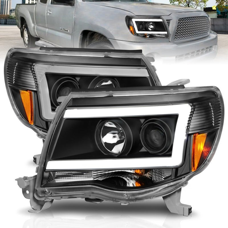 ANZO 05-09 Toyota Tacoma Projector Light Bar Style Headlights w/ C Light Bar - Crew Original