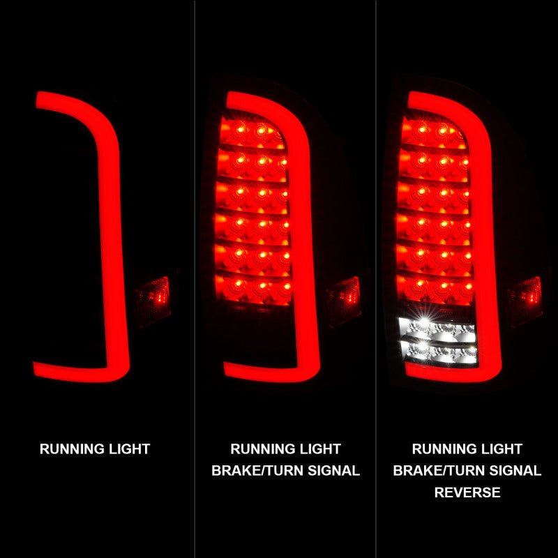 ANZO 05-15 Toyota Tacoma Full LED Tail Lights w/Light Bar Sequential Black Housing Clear Lens - Crew Original