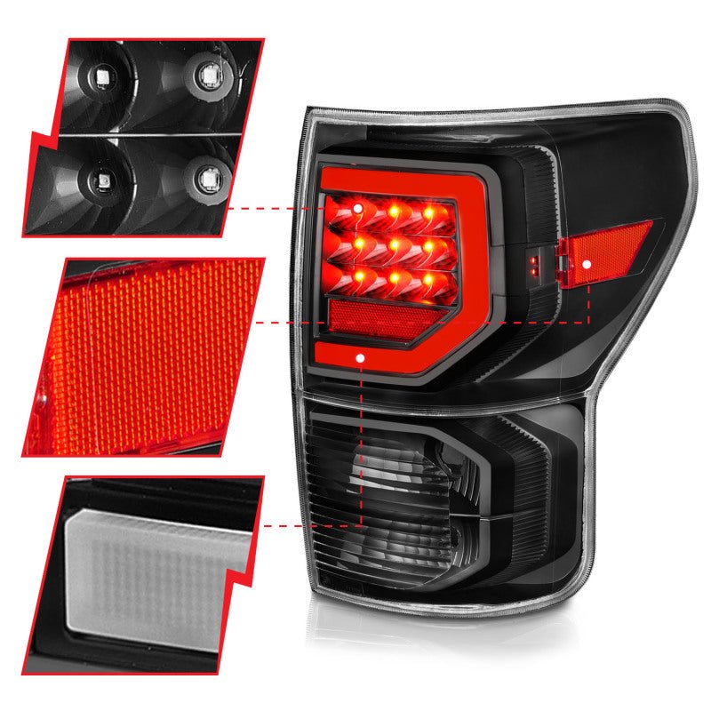 Anzo 07-11 Toyota Tundra Full LED Tailights Black Housing Clear Lens G2 (w/C Light Bars) - Crew Original