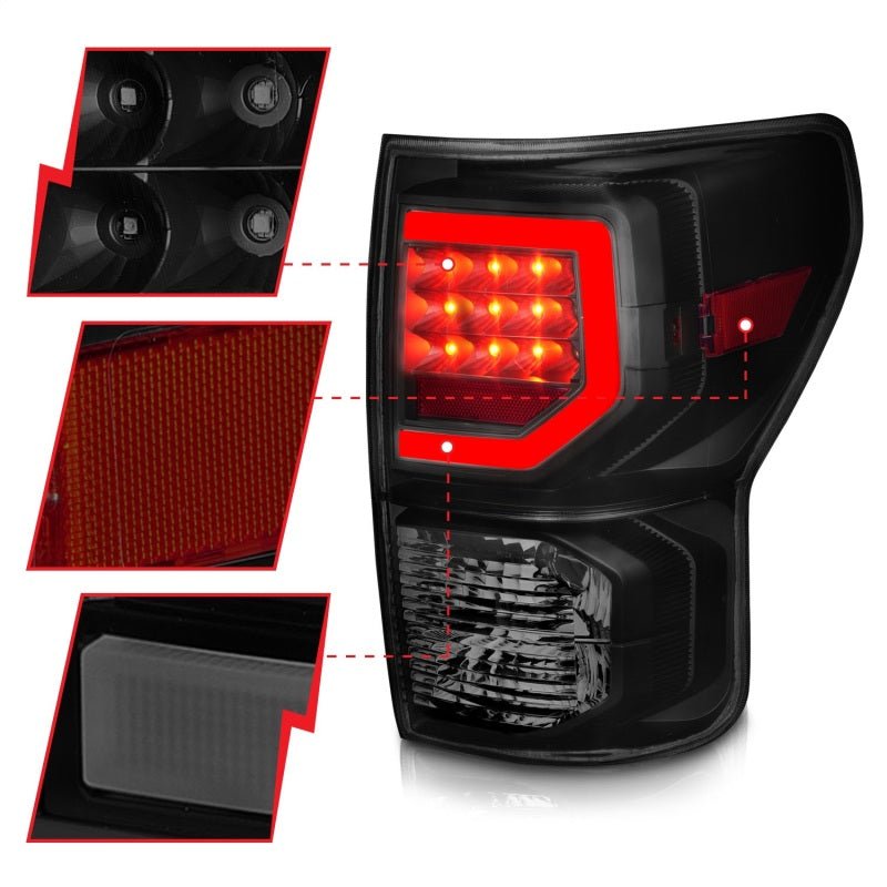 Anzo 07-11 Toyota Tundra Full LED Tailights Black Housing Smoke Lens G2 (w/C Light Bars) - Crew Original