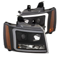 ANZO 07-14 Chevy Tahoe Projector Headlights w/ Plank Style Design Black w/ Amber - Crew Original