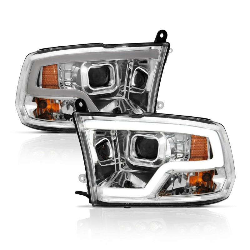 ANZO 09-18 Dodge Ram 1500 Plank Style Projector Headlights Chrome w/ Halo - Crew Original