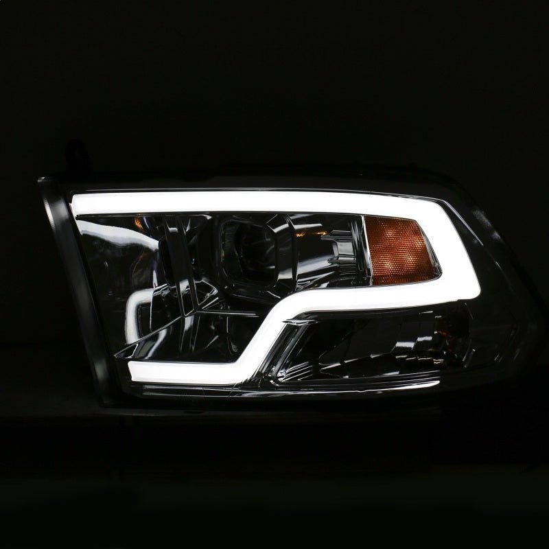 ANZO 09-18 Dodge Ram 1500 Plank Style Projector Headlights Chrome w/ Halo - Crew Original