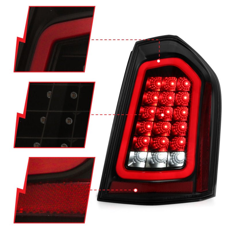 ANZO 11-14 Chrysler 300 LED Taillights Black w/ Sequential - Crew Original