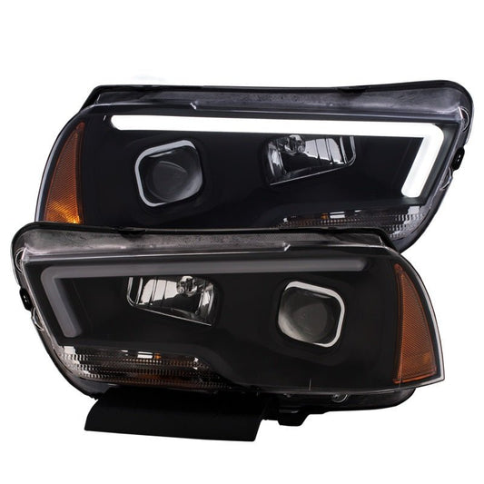 ANZO 11-14 Dodge Charger Projector Headlights w/ Plank Style Design Black - Crew Original