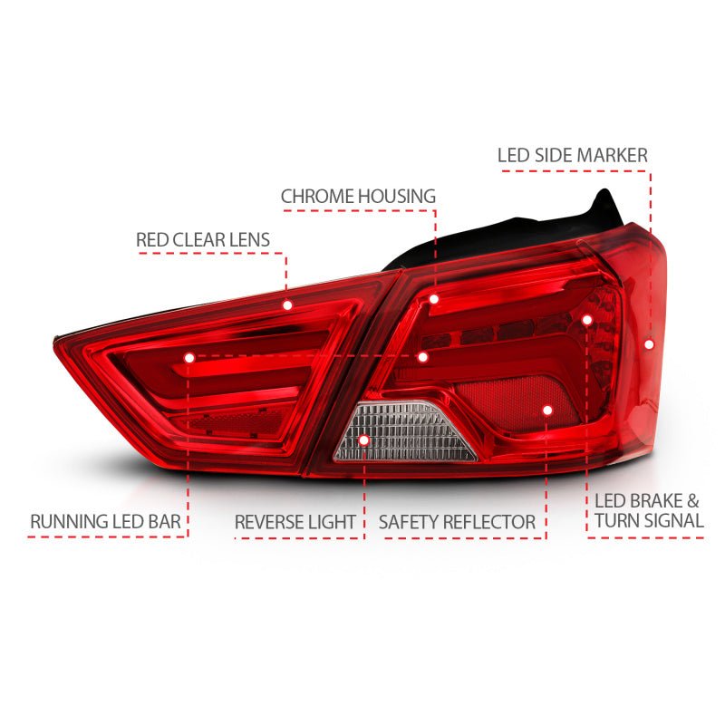 ANZO 14-18 Chevrolet Impala LED Taillights Red/Clear - Crew Original