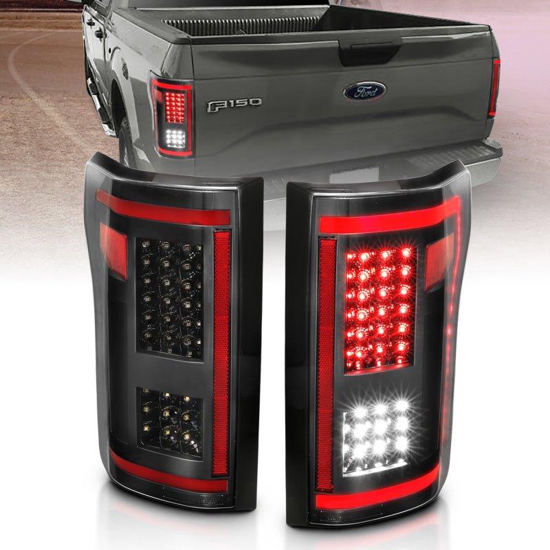 ANZO 15-17 Ford F-150 LED Taillights Black w/ Sequential - Crew Original