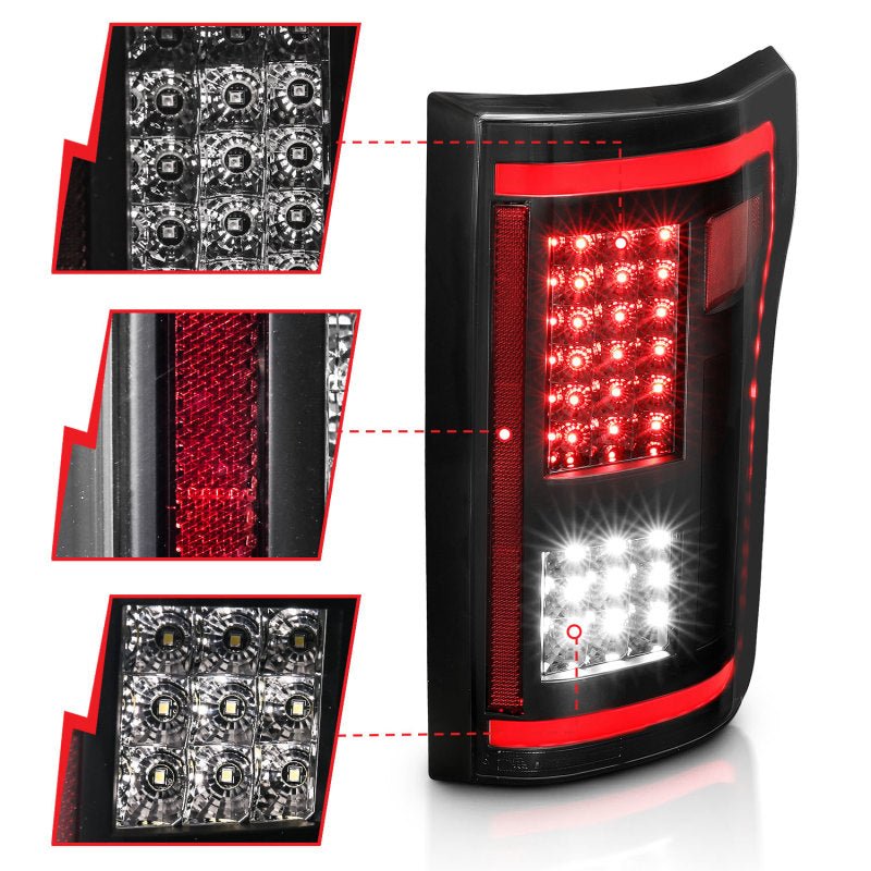 ANZO 15-17 Ford F-150 LED Taillights - Smoke - Crew Original