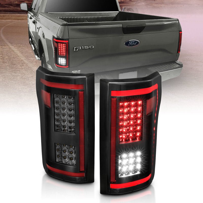 ANZO 15-17 Ford F-150 LED Taillights - Smoke - Crew Original