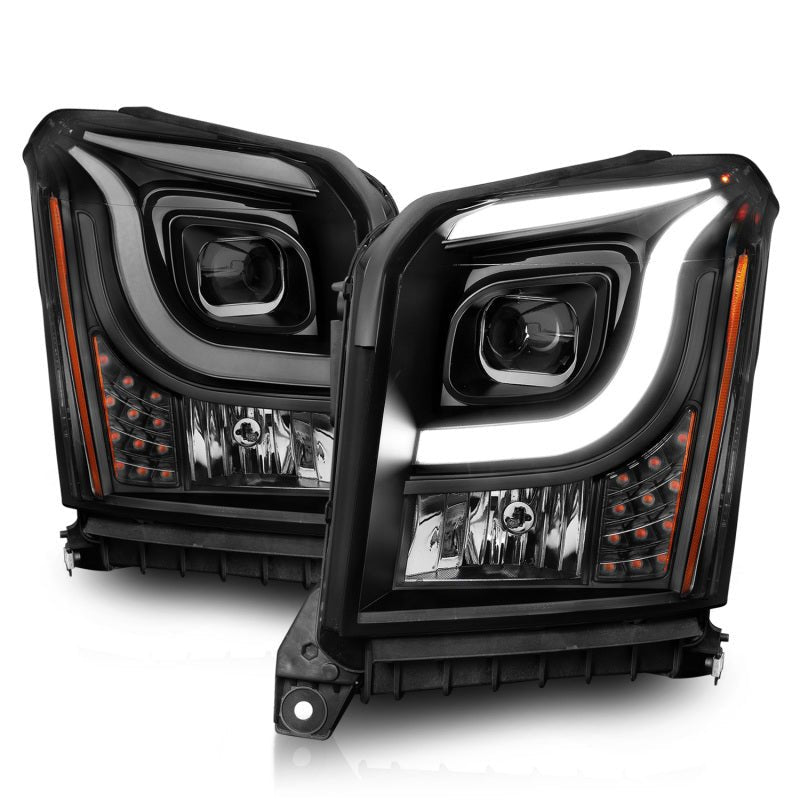 Anzo 15-17 GMC Yukon/Yukon XL Projector Headlights Black Housing/Clear Lens (w/ Light Bars) - Crew Original