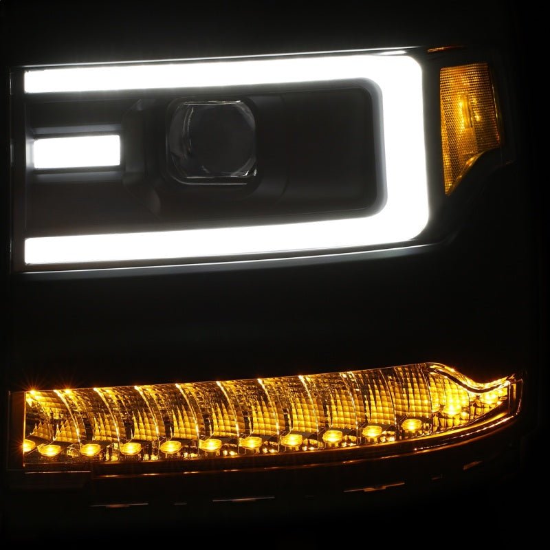 ANZO 16-17 Chevy Silverado 1500 Prjctr. Headlight Plank Styl. w/Amber (Only Work w/HID Equip. Truck) - Crew Original