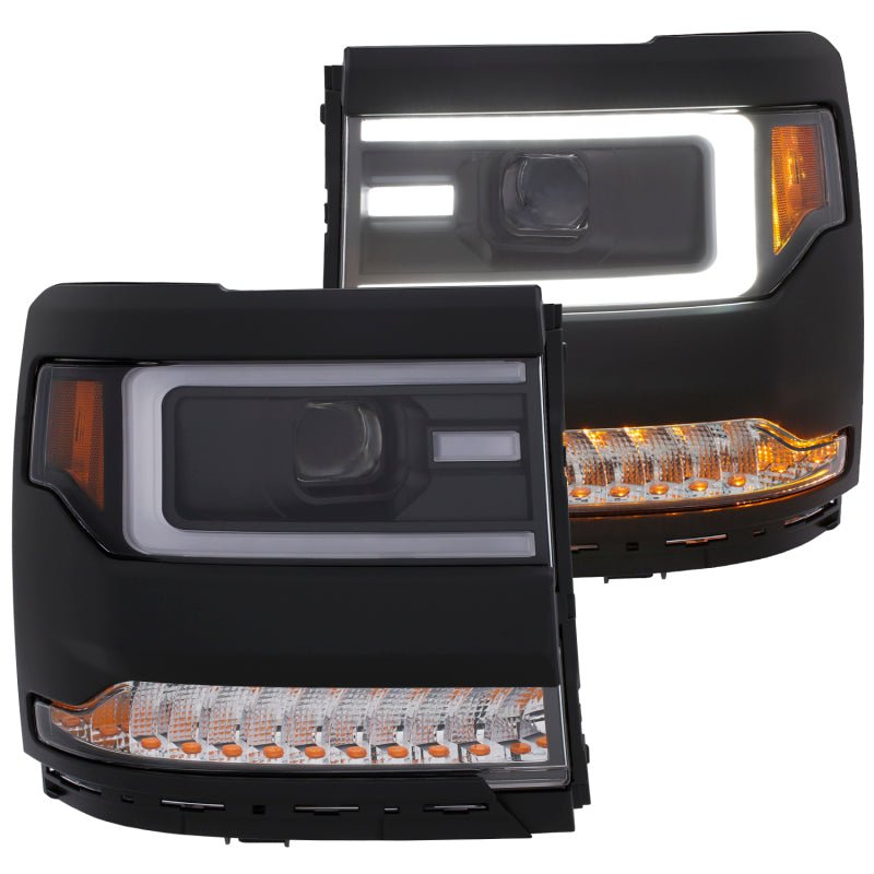 ANZO 16-17 Chevy Silverado 1500 Prjctr. Headlight Plank Styl. w/Amber (Only Work w/HID Equip. Truck) - Crew Original