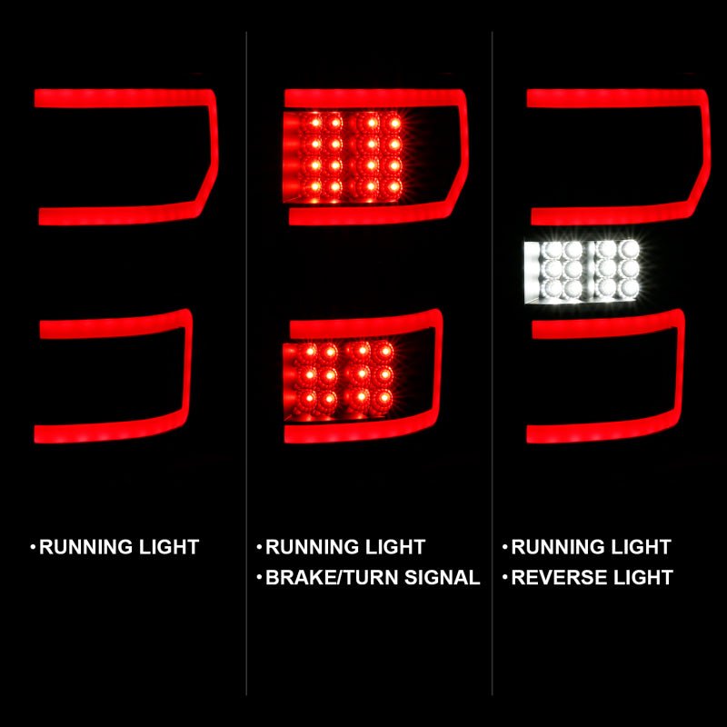 ANZO 18-19 Ford F-150 LED Taillight Black Housing Clear Lens Red Light Bar W/Sequential - Crew Original