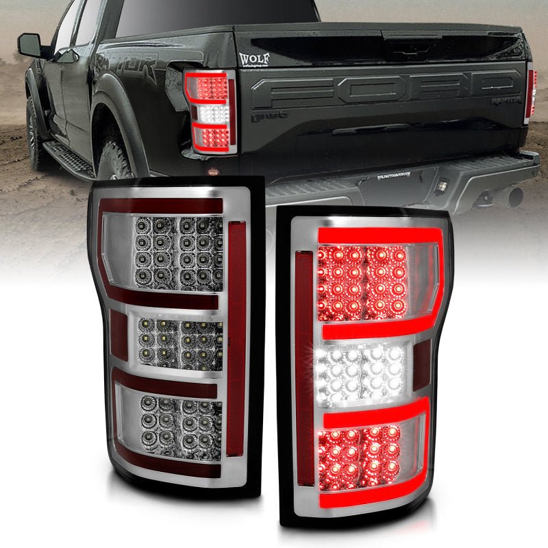 ANZO 18-19 Ford F-150 LED Taillights Chrome - Crew Original