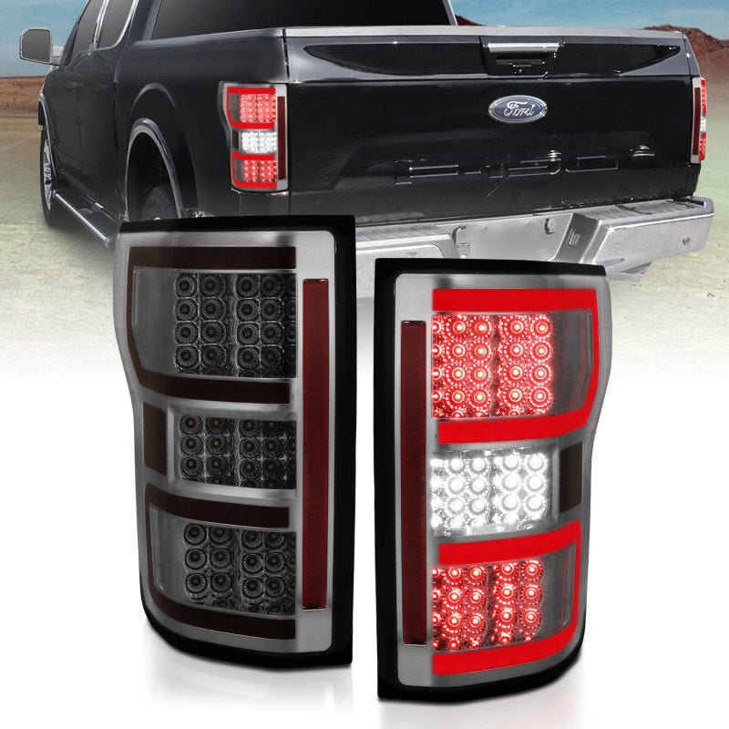 ANZO 18-19 Ford F-150 LED Taillights Smoke - Crew Original