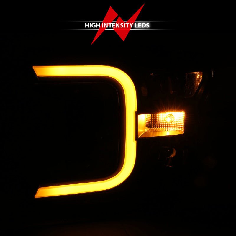 ANZO 18-19 Ford F-150 Projector Headlights w/Plank Style Switchback Black w/Amber - Crew Original