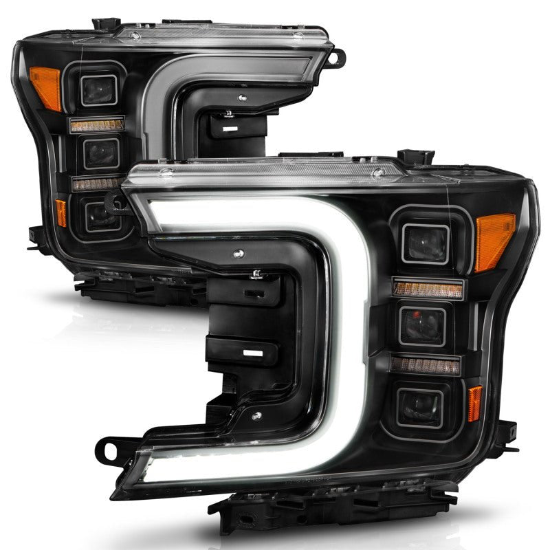 Anzo 18-20 Ford F-150 Full Led Projector Light Bar Headlights Black Amber - Crew Original