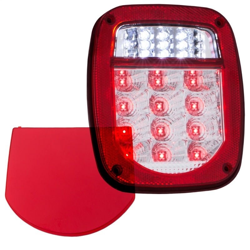 ANZO 1976-1985 Jeep Wrangler LED 2 Lens - Red/Clear, Chrome - Crew Original